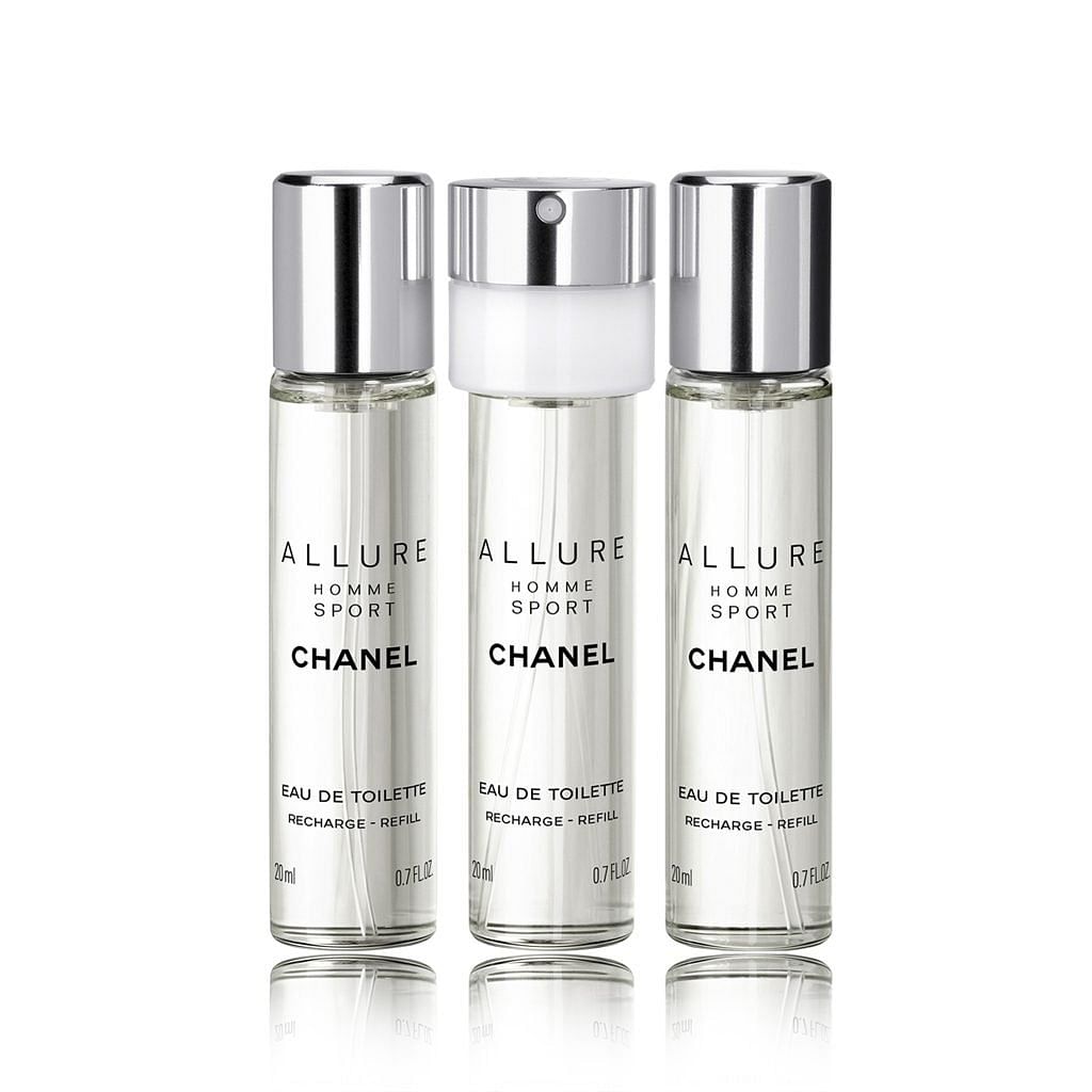 NEW Chanel Allure Homme Sport EDT Travel Spray (With Two Refills) 0.7oz  Mens 3145891238105