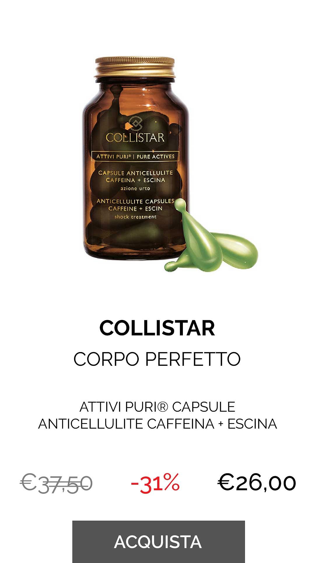Collistar - ATTIVI PURI® CAPSULE ANTICELLULITE CAFFEINA + ESCINA 14 CAPSULE 